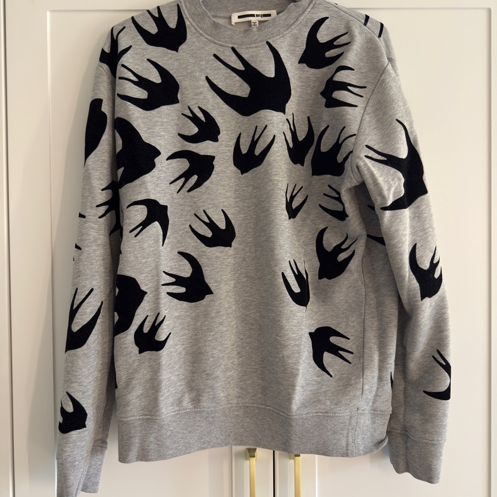 Alexander McQueen Gray Top with Black Design